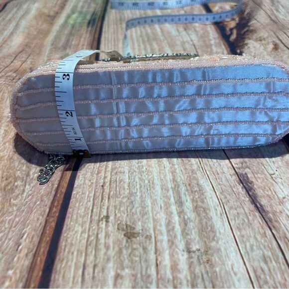 Pink embroidered sequin evening bag clutch handbag shoulder bag Preowned - Picture 10 of 10